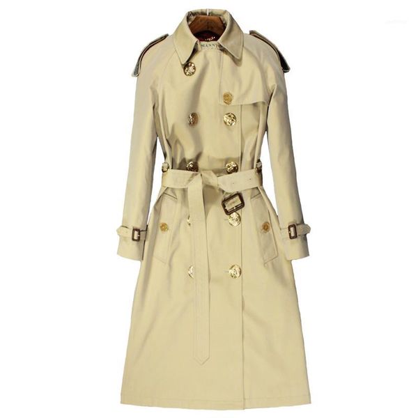 

2020 autumn new england style trench coat for women classic turn-down collar double breasted high-end customization trench coat1, Tan;black