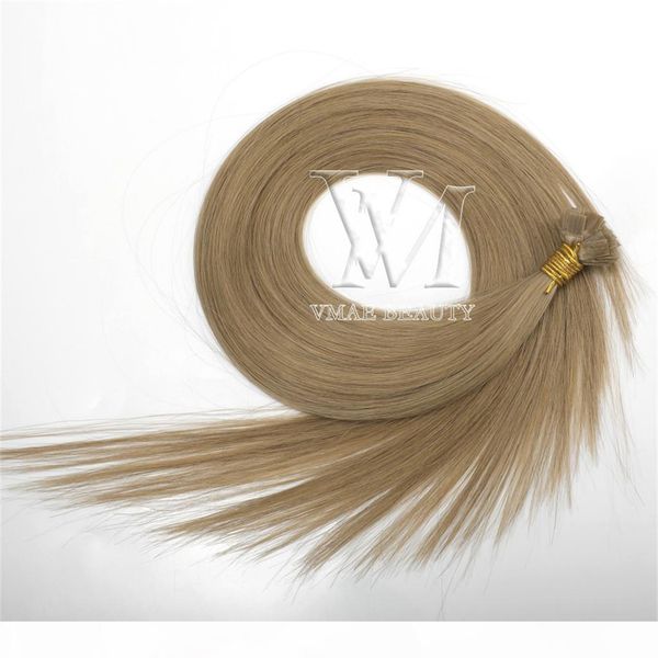 

russian 1g strand 100g double drawn blonde straight human keratin pre bonded flat tip unprocessed remy virgin hair extension, Black