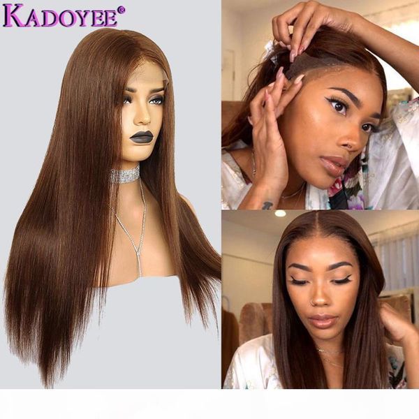 

honey brown wig straight human hair wig with baby hair 13x1 t part lace colored human brazilian remy for women, Black;brown