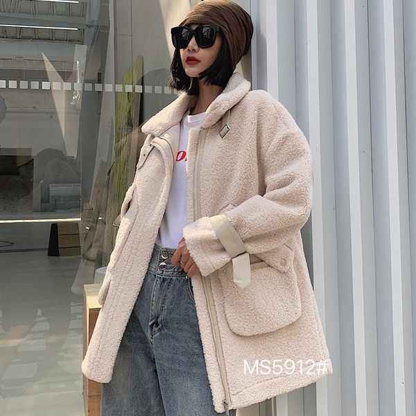 

women's wool & blends coat loose style casual in autumn and winter 2021, Black