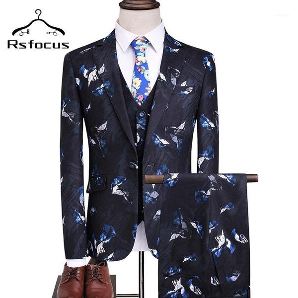 

rsfocus men suit 2020 slim fit male printed suits stylish mens suits wedding groom designer party prom wear brand clothing tz0091, White;black