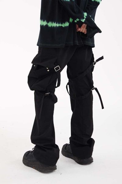 

27-46 2020 men women's clothing hair stylist fashion functional bandage pocket overalls casual pants plus size costumes1, Black