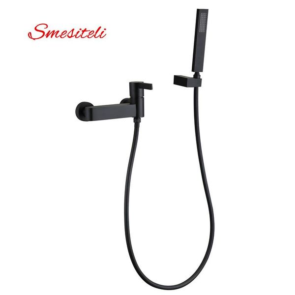 

smesiteli wholesale matte black bathroom bath shower kit brass bathtub mixer faucet with brass hand shower 1 set bbyuea lipper