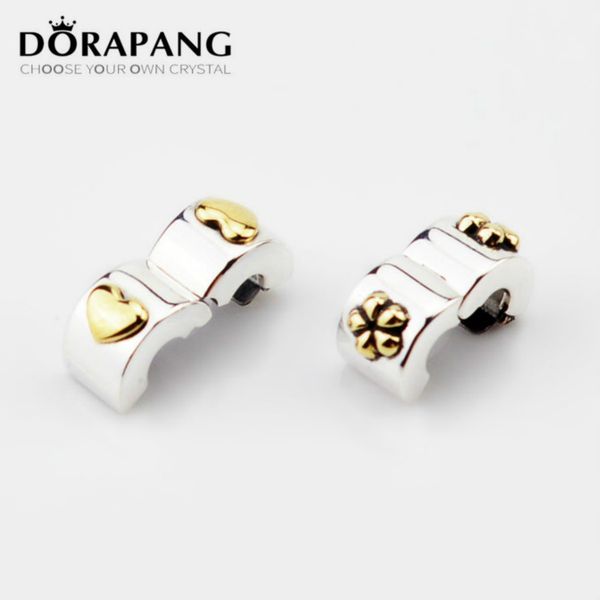 

2021 new classic heart clip gold heart charm 2017 spring 100% 925 sterling silver beads fit bracelet authentic diy fashion jewelry, Black