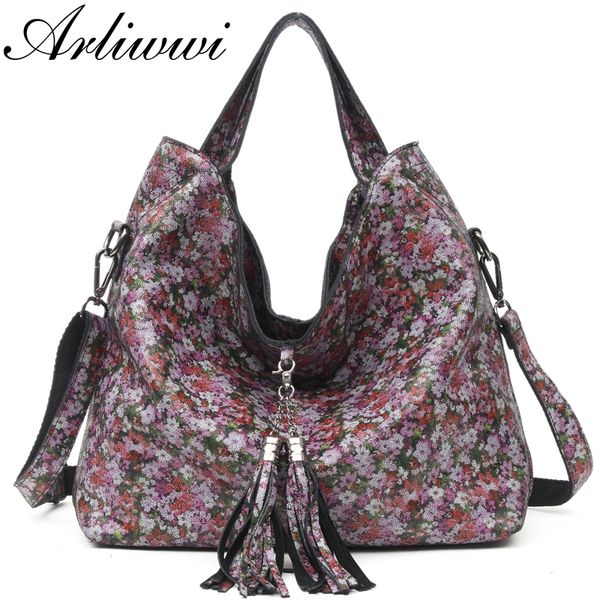 

arliwwi female real leather shiny flower summer women tote handbags new lily floral lady embossed genuine leather bags gl16 c0121