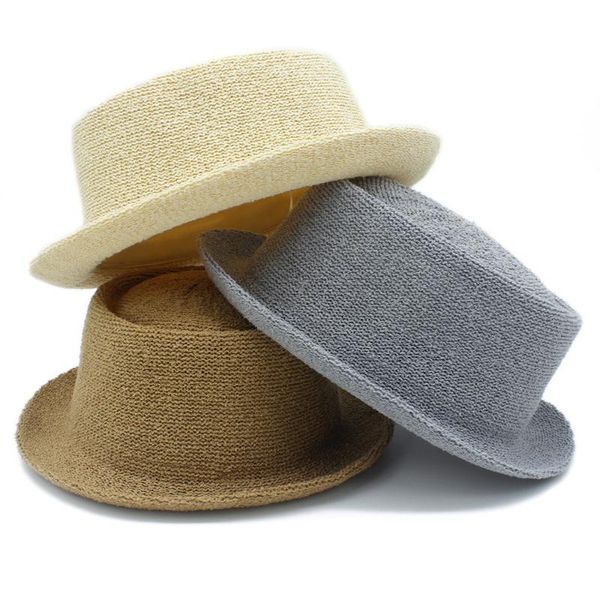 

womens men straw porkie hat elegant lady fashion vacation beach summer camp holiday casual panama sun hat 40, Blue;gray