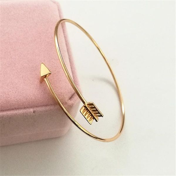 

bangle european and american simple creative opening personality arrow bracelet rose gold alloy for women, Black