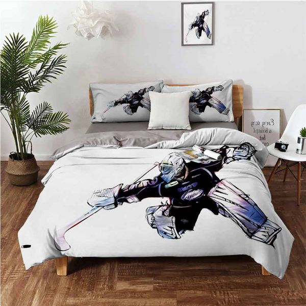 

goalkeeper in hand drawn style with protective gear in a competitive gamebedding 3-piece set