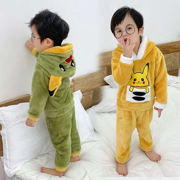 

winter new children's coral autumn cashmere pajamas and girls' home wear thickened boys' flannel suit, Blue;red