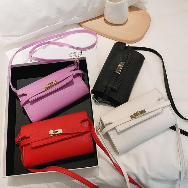 

2020 new style pu female bag solid color female bag messenger lady handbag lady leather shoulder