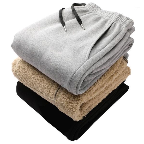 

2020 new winter thick warm fleece sweatpants men loose joggers sportswear casual track pants1, Black