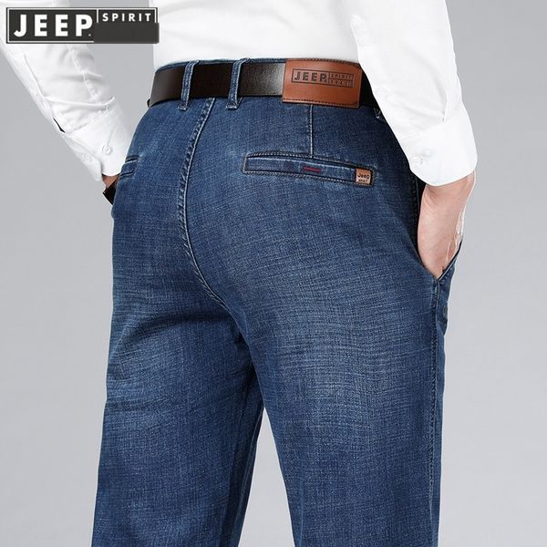 

jp autumn men's straight tube loose elastic large casual pants casual pants jeans and jeans middle age men's trousers spring and a, Blue