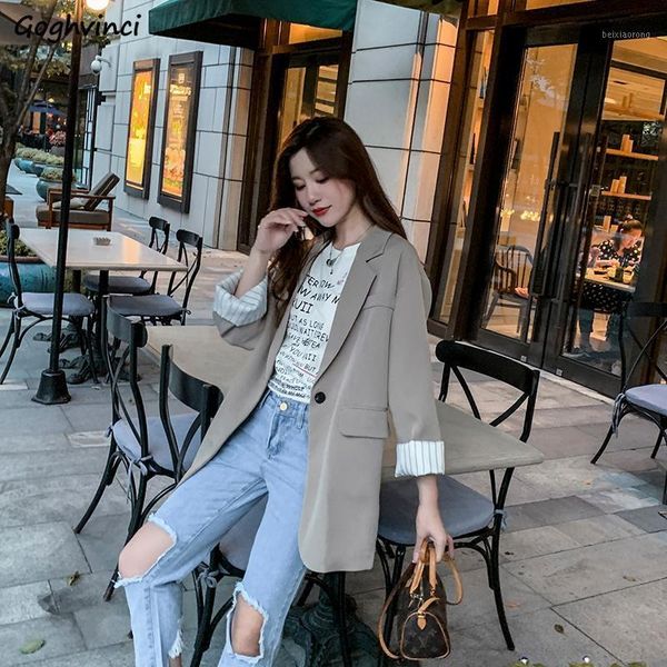 

blazers women spring single-button elegant chic korean style loose office lady outwear commuters vintage leisure womens stylish1, White;black