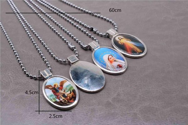 

pendant necklaces classic jesus angel rosary long chain. prayer rose necklace, stylish casual beaded, Silver
