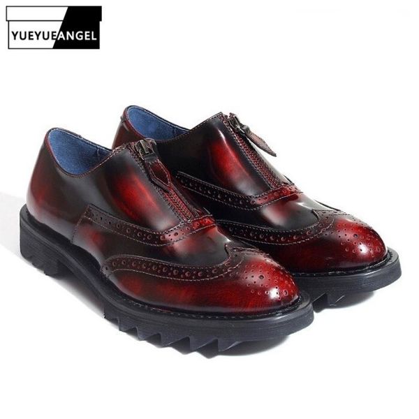 

100% real leather retro british brogue shoes men casual increasing leather shoes business office formal male, Black