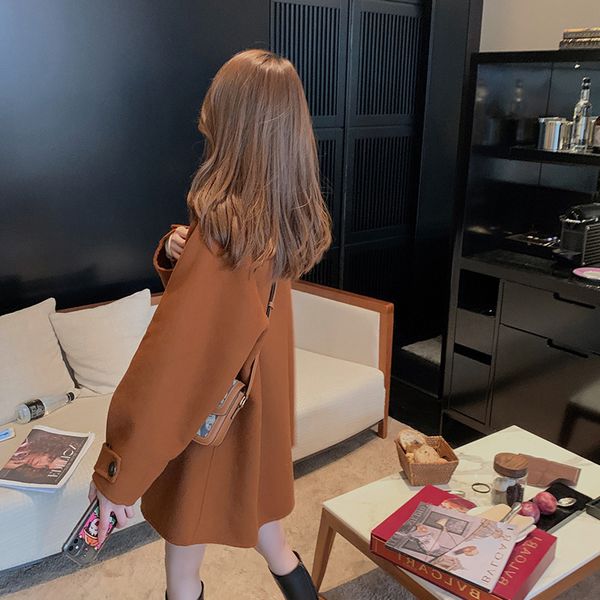 

women's long double-sided small autumn winter new 2020 woolen coat, Black