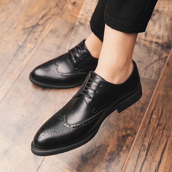 

men formal shoes stylish business dress gentleman's lace up comfortable oxford wedding brogue shoes for men drop shipping1, Black
