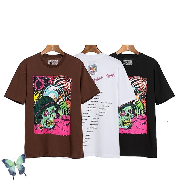 

2021 new skull pattern t shirt astroworld hip-hop funny t-shirt men women trendy t-shirts 1qr4, White;black