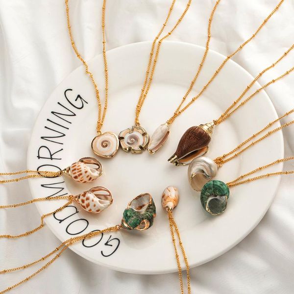 

pendant necklaces 2021 boho gold silver color nature charm conch shell sea necklace for women collier summer jewelry accessories