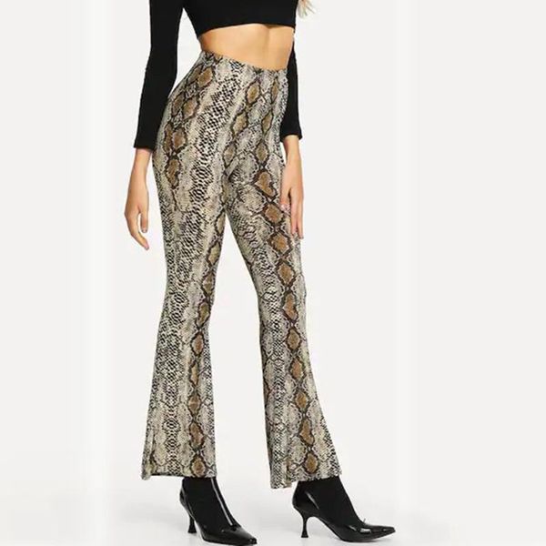 

women pants animal print high waist pants look lady long leopard snaks loose full length sweatpant fashion#40, Black;white