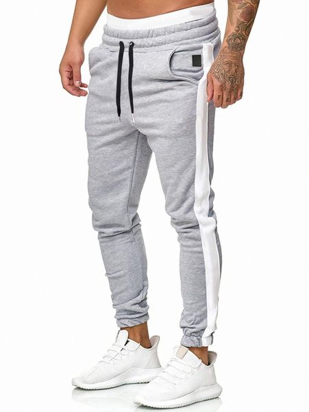 

men side panel drawstring waist sweatpants l7wj#, Black