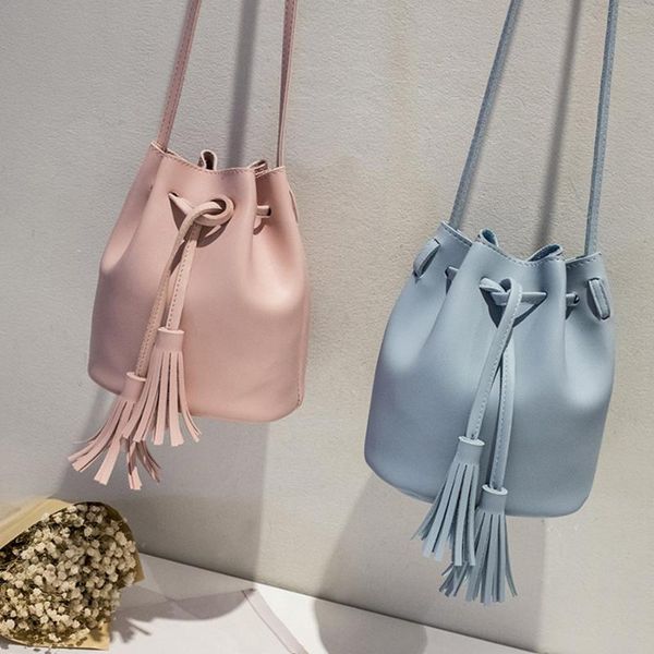 

vintage tassel crossbody bucket bag luxury woman bag female shoulder handbags drawstring messenger crossbody bags