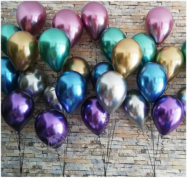 

10pcs 5/10inch chrome metallic latex balloons shiny metallic globos inflatable helium balloon birthday party decoratio bbykyu