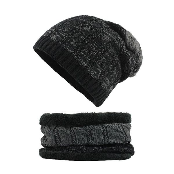 

flb] warm men hats scarf cap knitted winter beanies for men women wool scarf caps balaclava mask gorras bonnet knitted f18038 wmtlir, Black;white