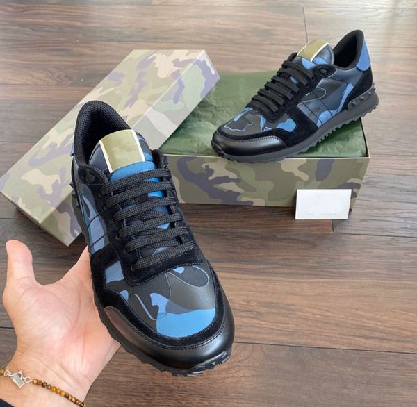 

[original box] brand camo stud sneaker shoes casual walking women,men camouflage rockrunner outdoor couple sports trainer, Black