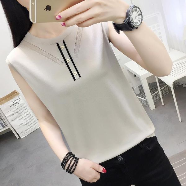 

viscose fiber camisole women's new summer sleeveless t-shirt bottoming knitted fashion, White