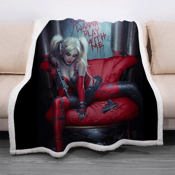 

harley quinn забавный персонаж одеяло 3d печать шерпа одеяло на кровати домашний текстиль сказочной style 05