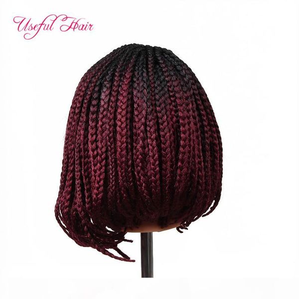 

14"24inch synthetic wigs braided synthetic lace front wigs bobo lace wig with baby hair wigs for black women marley braid