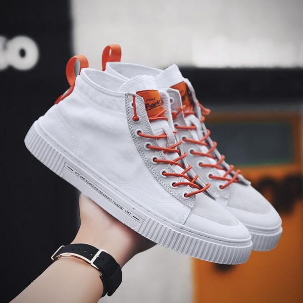 

rommedal mens skateboard shoes canvas high male sneakers breathable comfy male lace up casual shoes outdoor walking footwear, Black