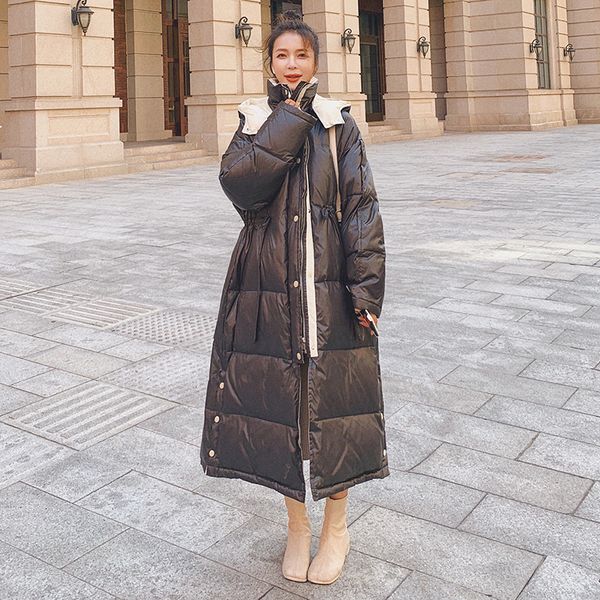 

2021 new female winter new 90% thick white duck with loose hoodie casual long gray sleeve fashion female5v cotton jacket uf5c, Black