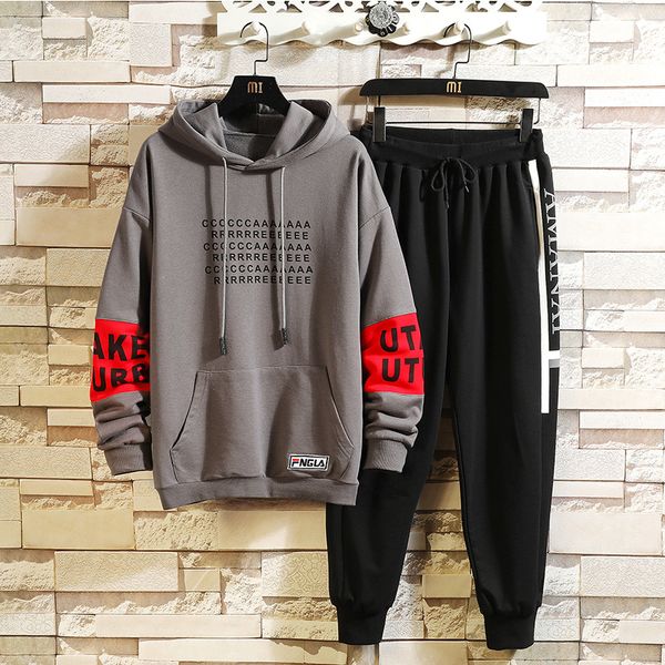 

new black white men's sportswear sets 2021 autumn spring casual sport tracksuit sweatshirt+sweatpants track suit trouers 148e