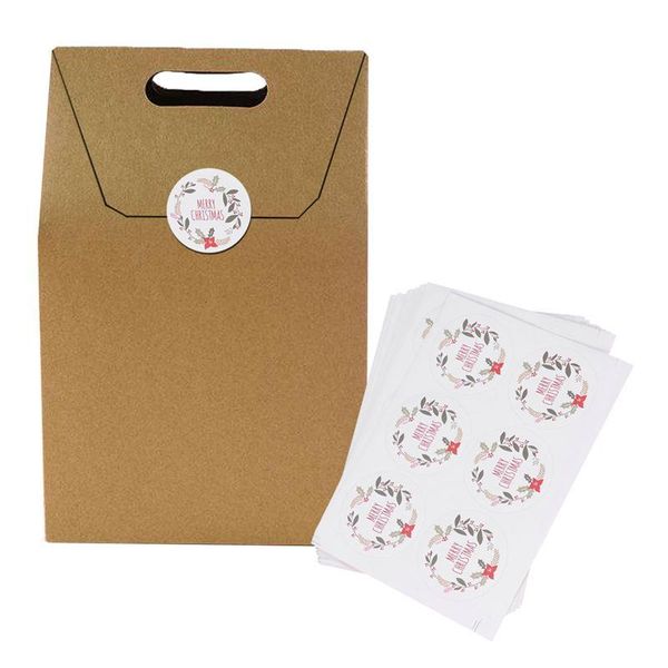 

60pcs рождественский подарок box мешок упаковки уплотнительная наклейки цветочные самоклеющаяся обертывание наклейки для подарка xmas конвер