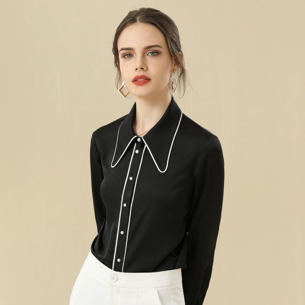 

baizi 2021 spring new korean fashion solid color chic straight profsional temperament commuter ol shirt, White