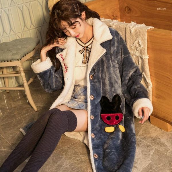 

pajamas women's autumn and winter long sleeve tracksuit long robe bathrobe1, Black;red