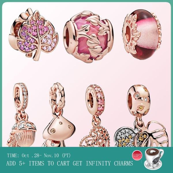

925 sterling silver 2019 осень новый игристые pav листьев charm charm beads fit оригинал pand0ora браслеты женщины diy ювелирные изделия 663