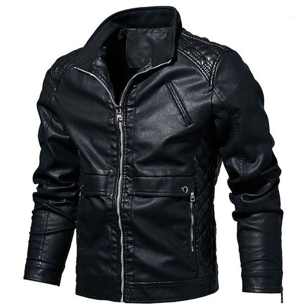 

leather jackets men casual outwear bomber jacket winderbreaker pu motorcycle leather jackets men clothing1, Black