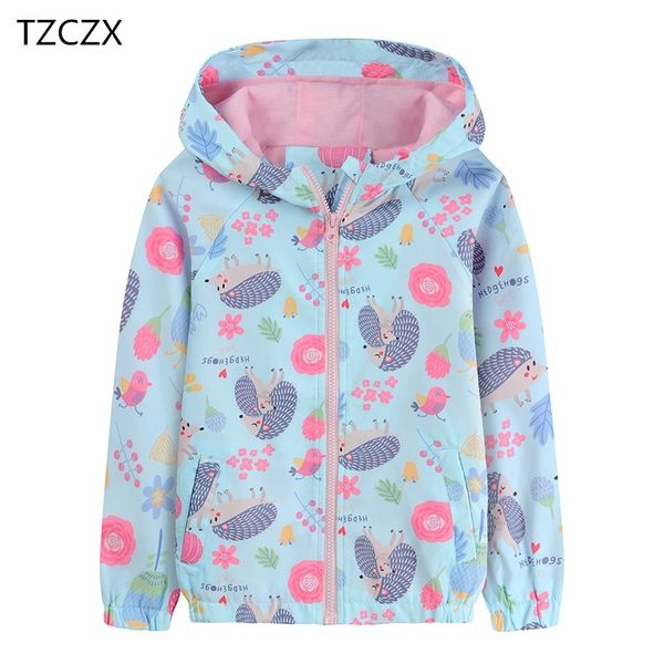 

promotion girl's jackets outerwear cartoon hedgehog pattern double layer cotton lining breathable children coats clothing 201109, Blue;gray