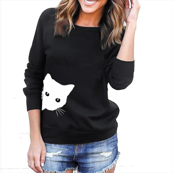 

cat new толстовка толстовка 2020 женщин повседневной kawaii harajuku новый пот punk для девочек одежды европейской tops корейских, Black