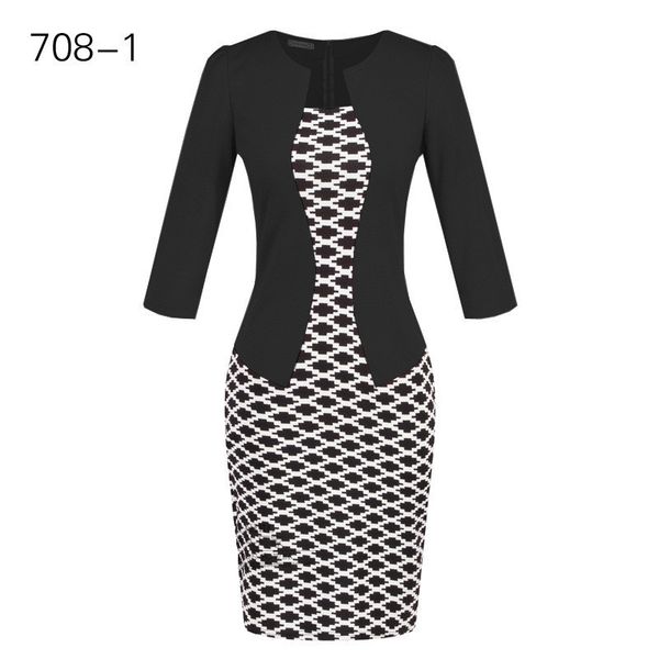 

2021 new retro womens faux autumn jacket a piece contrast shreds use to work desk business sheath dress fy220 342p, Black;gray