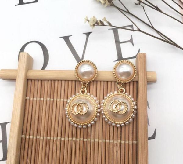 

fashion 18k gold plated diamond rhinestone pearl stud earrings brand designer letter earring lady women party wedding lovers gift engagement, Golden;silver