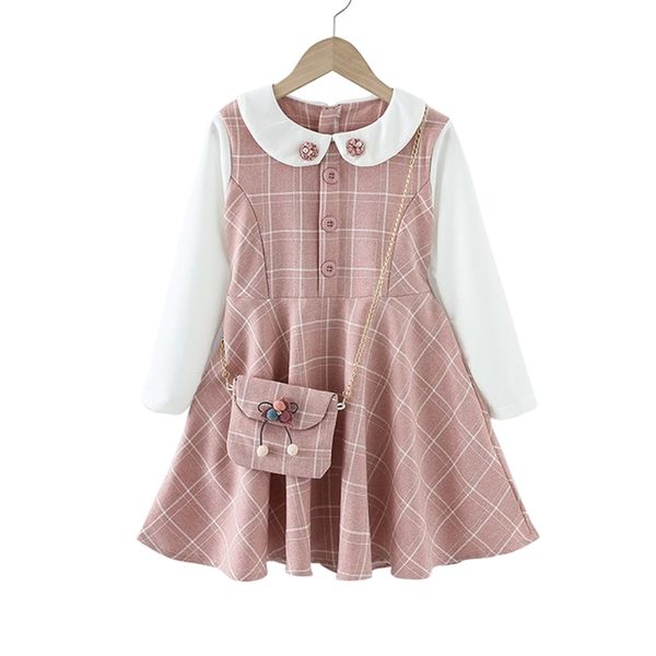 

girl dress plaid pattern dress for girls patchwork children party dress flower appliques costumes for girls 6 8 10 12 14 211224, Red;yellow