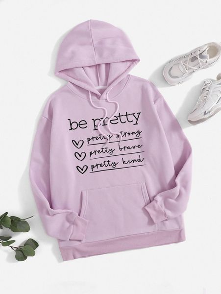 

slogan graphic drawstring thermal lined hoodie j2it#, White;black