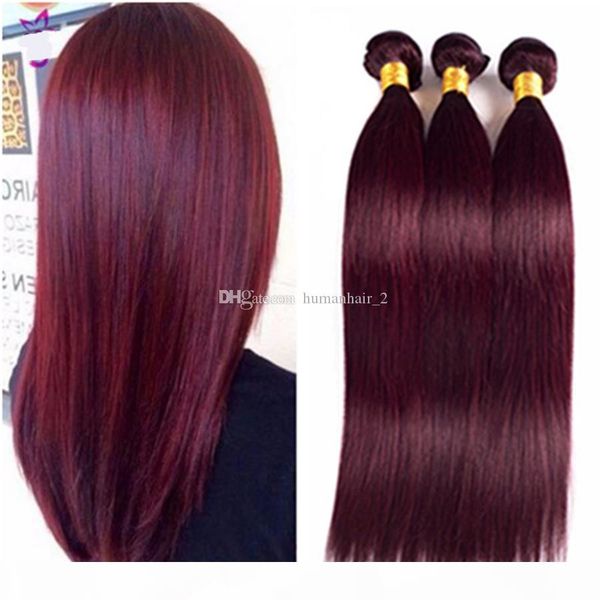

sell 99j burgundy hair bundles 3pcs lot new arrive brazilian virgin human hair extensions silk straight wine red hair, Black;brown