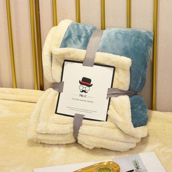 

thicken double lamb cashmere blankets for bed sofa winter warm throw blanket coral cover cozy fleece for bed bedspread office