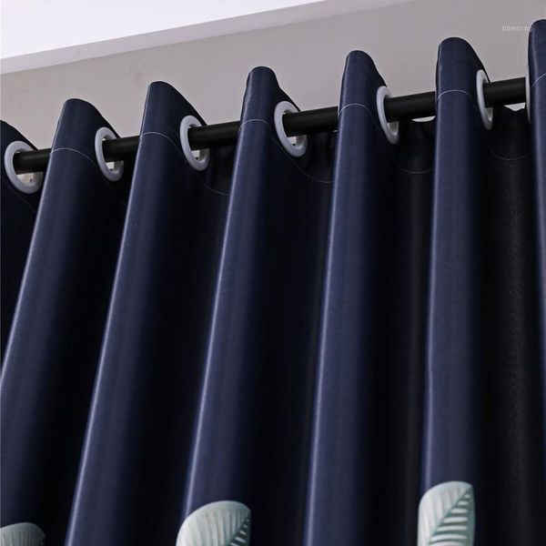 

leaf print curtains window screening room darkening thermal insulated grommet curtains ye-