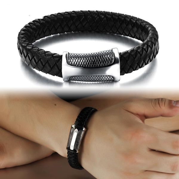 

livvy2017 stainless steel jewelry fashion classic leather bracelet men cool new fashion leisure men bracelet as151 bbyiza